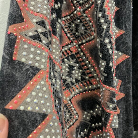 Vocal Black and Orange Tribal Fringe Vest - Picture 9 of 10